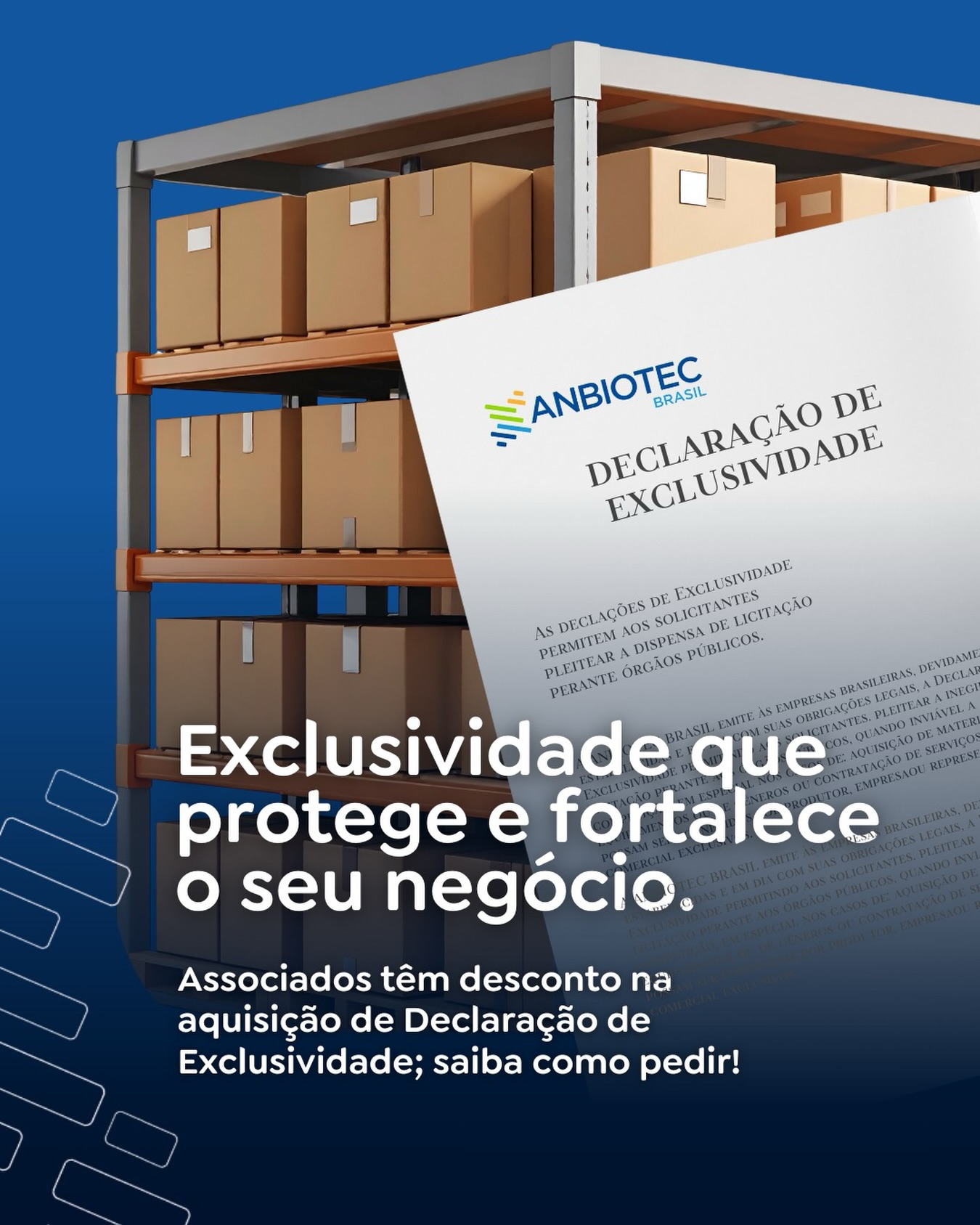 Se a sua empresa detém a exclusividade de fabricação ou representação de produtos do setores de Biotecnologia e Ciências da Vida, você precisa da Declaração de Exclusividade da ANBIOTEC BRASIL. Ela é a sua chave para facilitar processos de venda para órgãos públicos através da dispensa de licitação.
Vantagens de ser Associada:
✅ Desconto de 80% na emissão (De R$ 1.000 por apenas R$ 200).
✅ Suporte especializado.
✅ Credibilidade setorial.
⚠️ Lembre-se: Para garantir o benefício, sua empresa deve estar em dia com as obrigações associativas.
Arraste para o lado e veja o checklist de documentos necessários ou clique no link da bio para saber mais! 🔗
#AnbiotecBrasil #Descontos #Biotecnologia #IndústriaDaSaúde