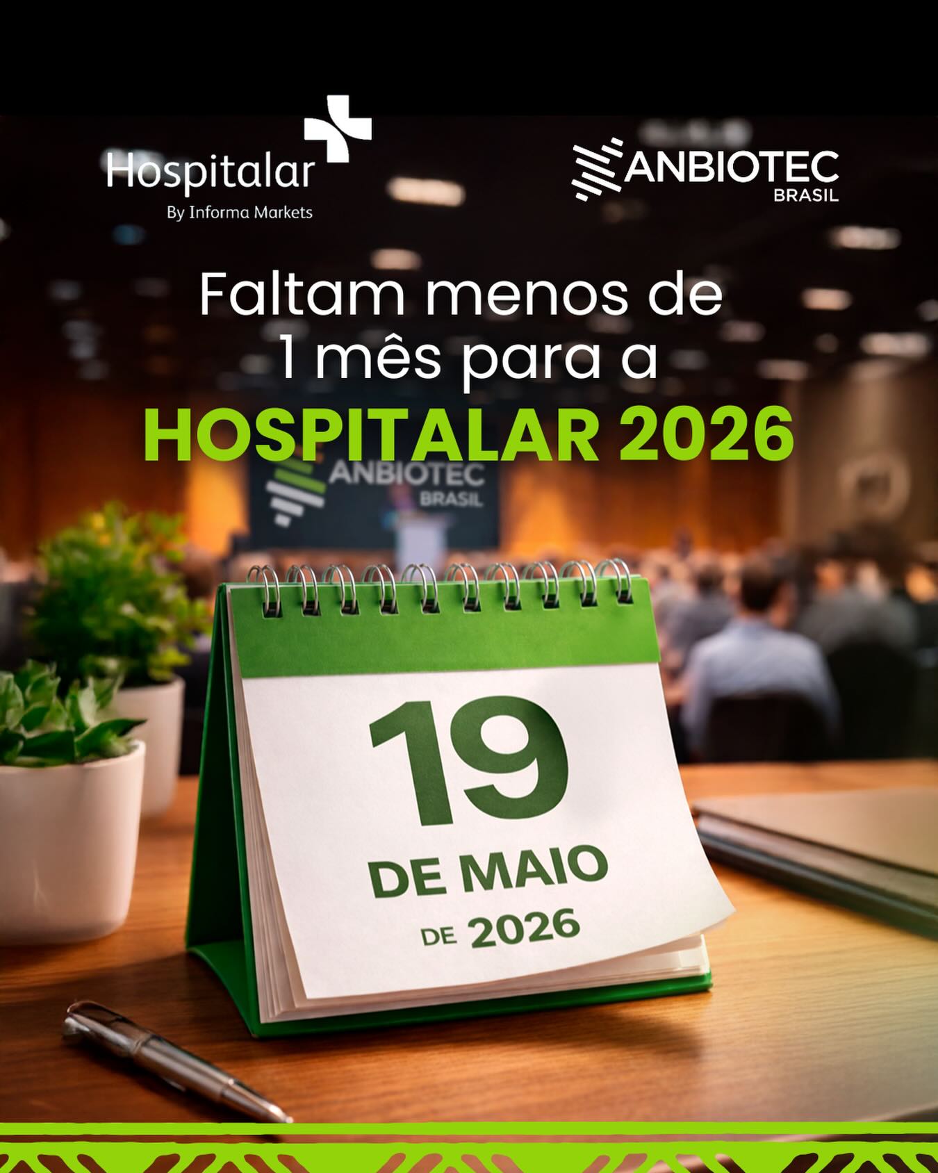 Falta menos de 1 mês.

Menos de 30 dias para o maior encontro da saúde na América Latina. 
Menos de 30 dias para conexões que podem transformar o seu negócio. 
Menos de 30 dias para estar onde o futuro acontece.

A Hospitalar 2026 se aproxima. 
E com ela, oportunidades reais de crescimento, visibilidade e posicionamento.

A pergunta não é se você deve estar lá. 
É como você vai se posicionar.

Com a ANBIOTEC, sua presença ganha estratégia, relevância e conexão com quem realmente importa.

O tempo está passando. 
O mercado está se movimentando. 

E você?
Ainda dá tempo de fazer parte.

#Anbiotec #Biotecnologia #Hospitalar2026