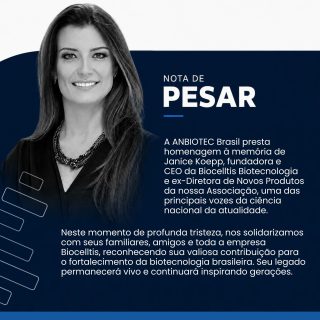 Com profunda tristeza, a ANBIOTEC Brasil lamenta o falecimento de Janice Koepp, fundadora e CEO da Biocelltis Biotecnologia e ex-Diretora de Novos Produtos da ANBIOTEC Brasil, em 27 de junho de 2026. 🖤

Janice foi uma das pessoas que ajudaram a transformar a ANBIOTEC em uma Associação nacional. Pesquisadora brilhante, empreendedora corajosa e ser humano generoso, seu legado permanece vivo na ciência brasileira e em todos que tiveram a sorte de cruzar o seu caminho.

À família, aos amigos e a toda a equipe da Biocelltis, a ANBIOTEC Brasil abraça com carinho neste momento tão difícil. Que a memória de Janice siga iluminando os caminhos que ela ajudou a construir. 🖤

#ANBIOTECBrasil #JaniceKoepp #Biocelltis #Biotecnologia #Luto