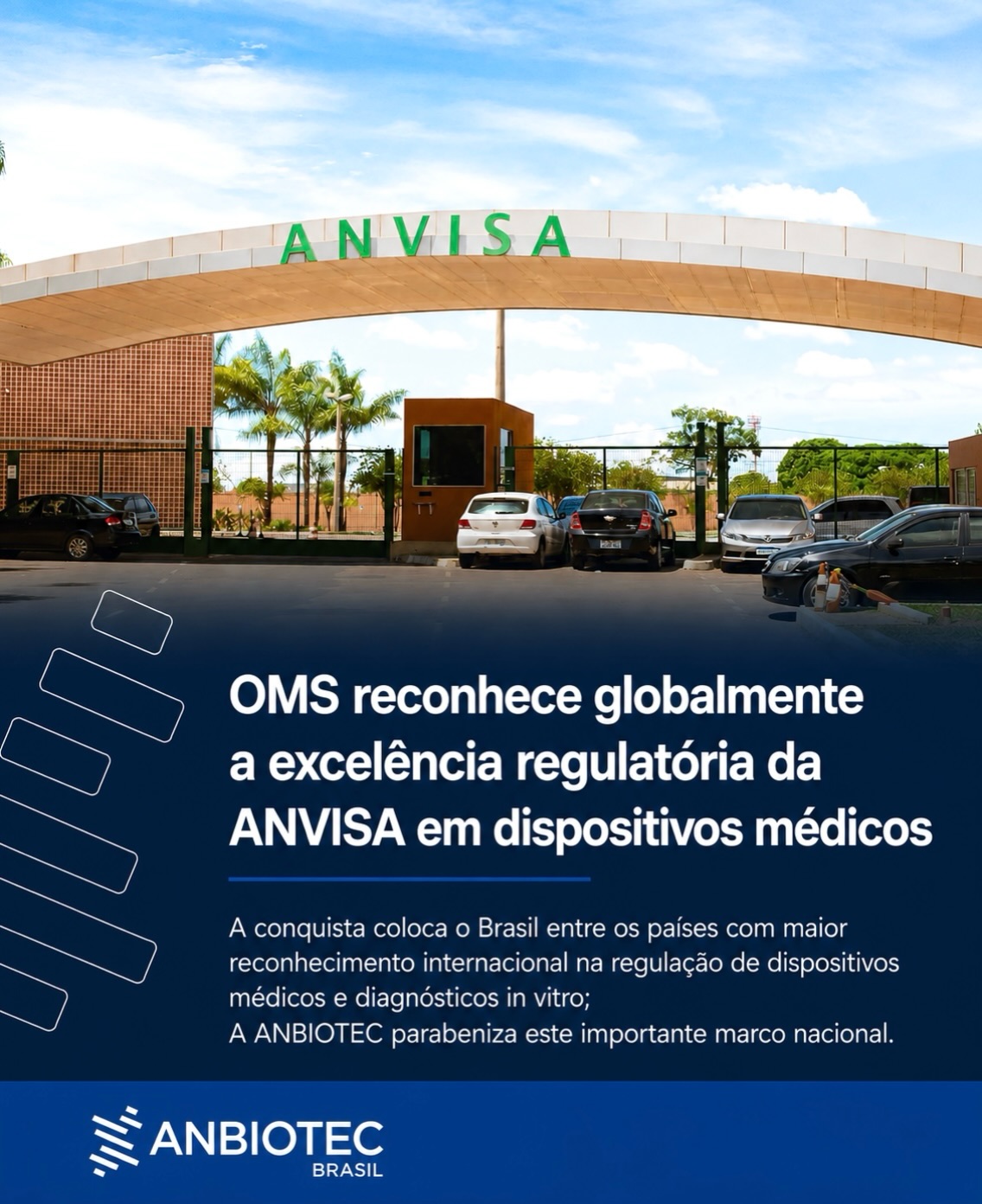 A Organização Mundial da Saúde (OMS) incluiu a #ANVISA na lista transitória de Autoridades Listadas para Dispositivos Médicos (tWLAs-MD). A Agência passa a integrar um grupo formado por apenas 12 autoridades regulatórias internacionais e sistemas regulatórios reconhecidos pela capacidade de supervisão na área de #dispositivosmédicos, incluindo produtos para diagnóstico in vitro.
A iniciativa da OMS busca ampliar a cooperação entre países e facilitar a adoção de mecanismos de confiança regulatória, tornando os processos de avaliação de produtos médicos mais ágeis e eficientes.
Para a ANBIOTEC, esse reconhecimento evidencia a qualidade técnica do #sistemaregulatório brasileiro e contribui para ampliar a credibilidade do país no cenário internacional, com impactos positivos para o ambiente de #inovação, para a indústria e, principalmente, para a sociedade.
