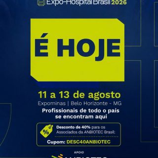 🚨 É HOJE! A @expohospitalbrasil 2026 começa às 13h!

Ainda dá tempo de garantir sua entrada e viver de perto um dos principais encontros do setor hospitalar. Além da programação de conteúdo, o evento reúne um pavilhão de negócios com mais de 400 marcas e o Tour do Quarto Hospitalar Modelo.

📚 Confira a programação:
• VIII CIGH – Congresso Internacional de Gestão Hospitalar
• MedSummit – Inovação e Liderança Médica
• Fórum ABDEH – Arquitetura e Engenharia Hospitalar
• II Fórum de Ortopedia e Traumatologia – Estratégia e Excelência
• Conexão Expofarma

🎟️ Associados ANBIOTEC Brasil têm 40% de desconto!
Cupom: DESC40ANBIOTEC

📍 Expominas | Belo Horizonte – MG
🕐 Hoje, a partir das 13h

👉 Garanta sua entrada e participe!