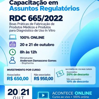 📘 Sua empresa está preparada para atender às exigências da RDC 665/2022?
A norma da Anvisa estabelece requisitos de Boas Práticas de Fabricação para produtos médicos e produtos para diagnóstico de uso in vitro, com foco na qualidade, segurança e controle dos processos.
Acompanhar essas exigências e manter as equipes capacitadas é essencial para garantir a conformidade regulatória e reduzir riscos na fabricação.
Pensando nisso, a ANBIOTEC Brasil promove uma capacitação para aprofundar o conhecimento sobre a norma e sua aplicação nas empresas.
✅ Invista na qualificação da sua equipe. Participe!
#ANBIOTECBrasil #RDC665 #Anvisa #AssuntosRegulatórios #Capacitação