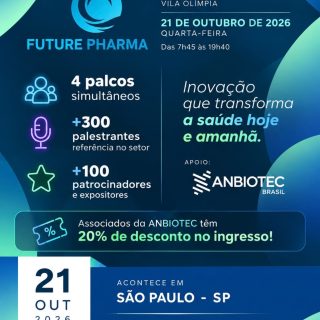 Na próxima quarta-feira, 21 de outubro, acontece o Future Pharma 2026, em São Paulo, um encontro para discutir tendências, inovação e oportunidades para o setor de Life Sciences.
E temos uma condição especial para vocês! 💙
Por meio da parceria com o evento, os Associados da ANBIOTEC têm 20% de desconto na inscrição.
🎟️ Garanta sua participação! Chame o nosso time no direct!
📅 21 de outubro (quarta-feira)
🕗 Das 7h45 às 19h40
📍 Pullman & Grand Mercure SP, Vila Olímpia, São Paulo
Será uma ótima oportunidade para ampliar conhecimentos, trocar experiências e fortalecer conexões com profissionais do setor.
Esperamos vocês por lá! 💙
ANBIOTEC Brasil
#FuturePharma #ANBIOTEC #Biotecnologia